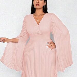 Elegant Pink Pleated Dress